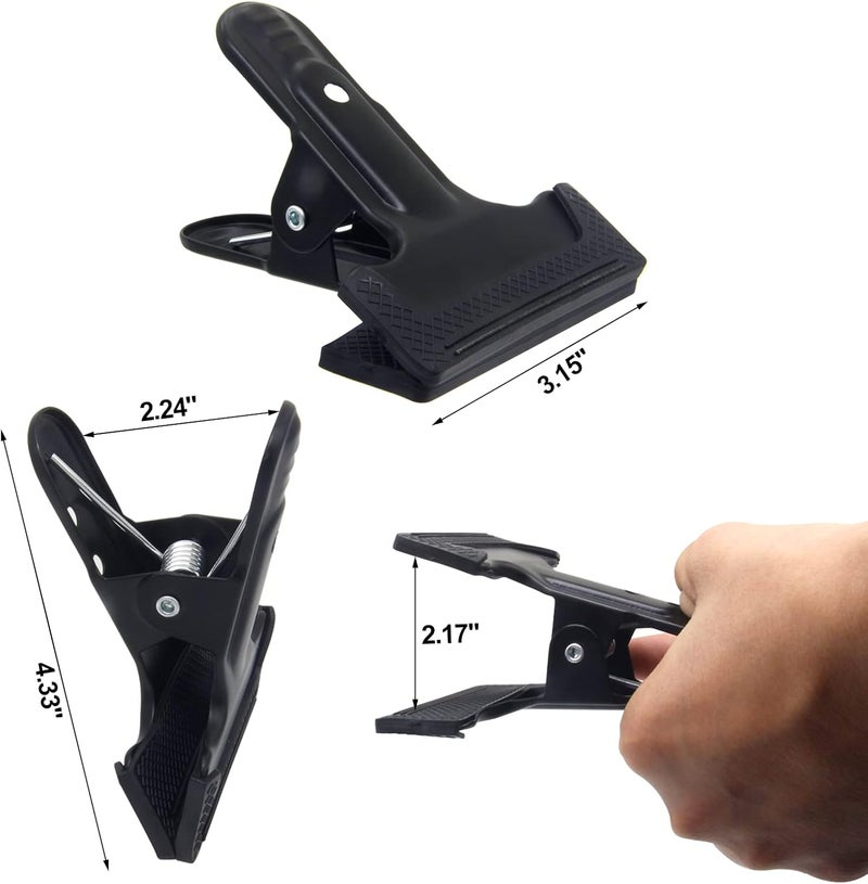 YRMJ 2 Pack 4-1/4" Heavy Duty Spring Clamps Clips, Black Metal Rubber Hinge Clip File Clamps for Photography Background Stands, Home Improvement Projects (2.17" Opening) - Image 3
